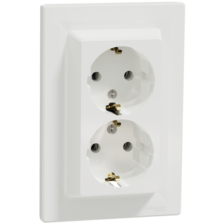 Doppel-SCHUKO-Steckdose 2x 2P+E mit SCHNEIDER ASFORA-Rahmen