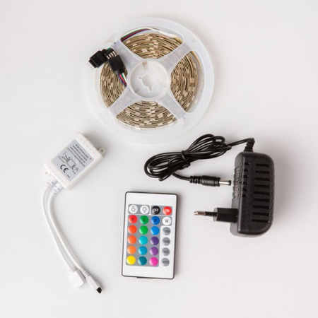 LED-Streifen SMD 5050 7.2W/m 60LED/m Multicolor RGB IP20 Reel 5m + Netzteil + Fernbedienung Ecolight