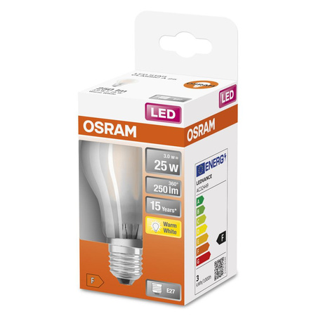 LED Leuchtmittel E27 A60 3W = 25W 250lm 2700K Warm 300° OSRAM STAR Filament