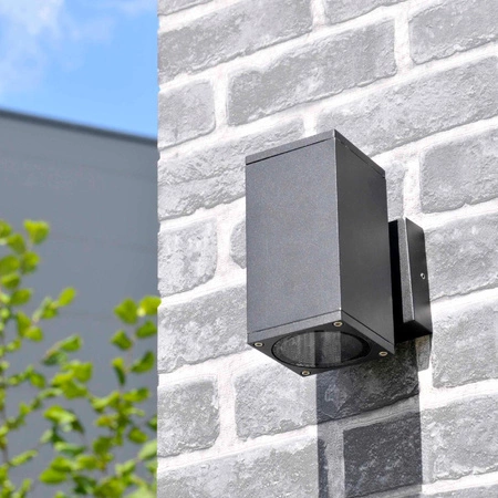 Wandleuchte Außenfassadenleuchte 12W GU10 Schwarz IP54 Morris Sanico Goldlux