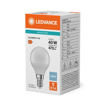 LED Lampen P45 E14 4.9W = 40W 470lm 6500K Kaltweiß LEDVANCE