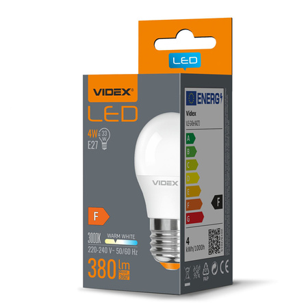 LED Lampen E27 G45 Kugel 4W = 33W 380lm 3000K Warm 240° Videx