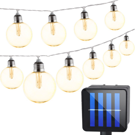 Solar Garten Girlande LED Ornament Lichterkette 10 Kugeln Warm 3000K 3.3m