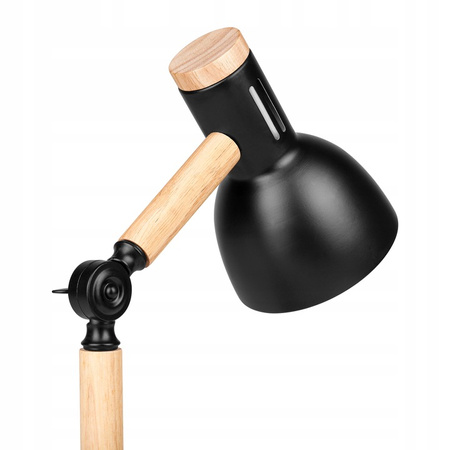 Schreibtischlampe Tisch Verstellbar E27 Schule Nachtschalter Ein/Aus Schwarz Braun Woody Masterled