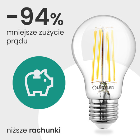 6x LED-Glühbirne E27 A60 3,8W 840lm = 60W 2700K Warm 360° Filament CLASS A LUMILED