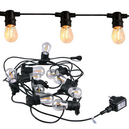 Garten Girlande Außenlichterkette PARTY F26,2m 10xE27 LED Glühfaden 6W GOLDLUX (Polux)