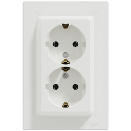 Doppel-SCHUKO-Steckdose 2x 2P+E mit SCHNEIDER ASFORA-Rahmen