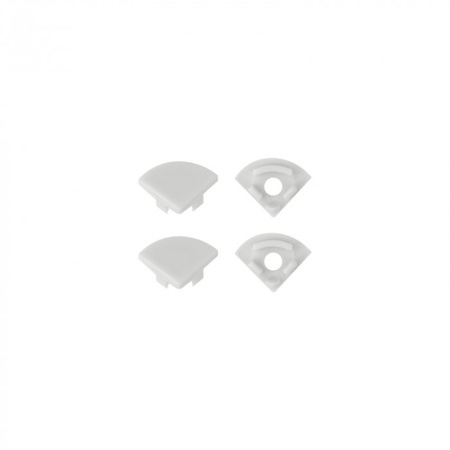 Alu-Eckprofil LED-Aufbau Weiß 2m mit transparenter Abdeckung für LED-Streifen + Endkappen RW Ecolight Serie