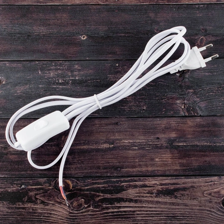 Anschlusskabel mit Wippschalter Netzkabel 2.5m 2x0.5 Weiß LUMILED