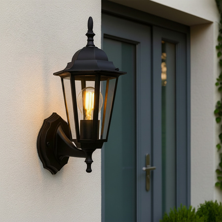 Wandleuchte Außen E27, Hängende Gartenlaterne Schwarz BELLIS LUMILED