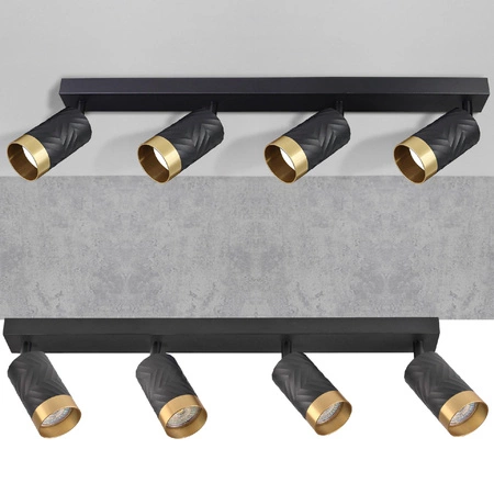 Wand- &amp; Deckenstrahler 4x GU10 Schwarz Gold ARRAS Sanico Goldlux