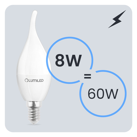 6x LED Lampen E14, Glühbirne BA35 8W = 60W 806lm 180° 3000K warm LUMILED