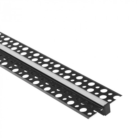 LED-Profil aus Aluminium für Gipskarton REGIPS Unterputz Schwarz 1m mit mattiertem Diffusor für LED-Streifen + Kappen Ecolight GPW Serie