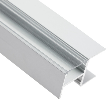 Aluminium-Anodierter Möbelprofil für LED-Streifen KM48 mit Klarglasabdeckung und Endkappen, 2m Silber LUMILED