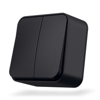 Lichtschalter 2-Tasten 10A Aufputz Schwarz BINERA VIDEX