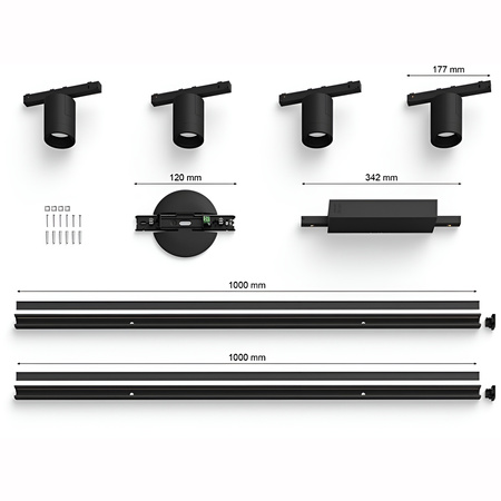 Perifo Lighting Rail Kit 2m + 4x LED-Strahler 20.8W CCT RGB Philips HUE Bluetooth Schwarz