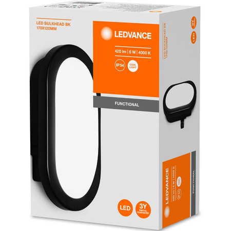 LED-Wandleuchte 5,5W 4000K IP54 Hermetisch Outdoor Schwarz BULKHEAD LEDVANCE