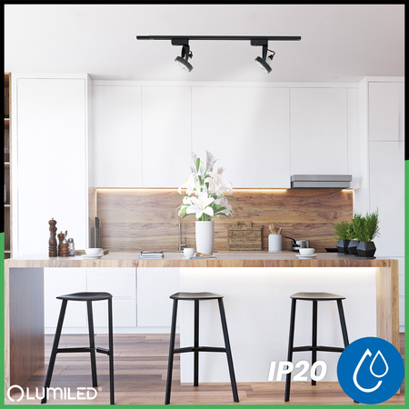 1m Stromschiene + 2x Schienenstrahler GU10 AR111 Schwarz VICTUS LUMILED