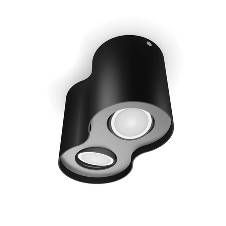 LED Spot Pillar Schwarz 2x4.2W CCT PHILIPS HUE Bluetooth Zigbee Deckenleuchte + Dimmschalter