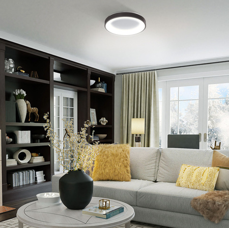 Plafond LED-Deckenleuchte Aufbauleuchte 72W 7500lm 2700-6000K CCT Schwarz Dimmbar + EDGE Fernbedienung Videx