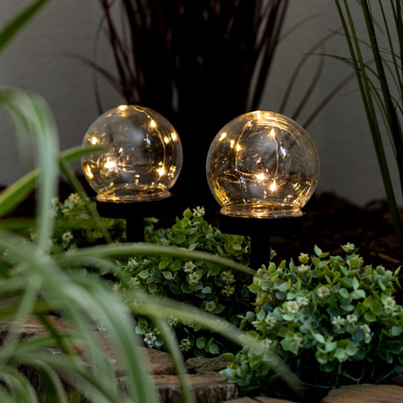 Solar-LED-Gartenlampe mit Nieten dekorative Kugel 3000K IP44 10 cm