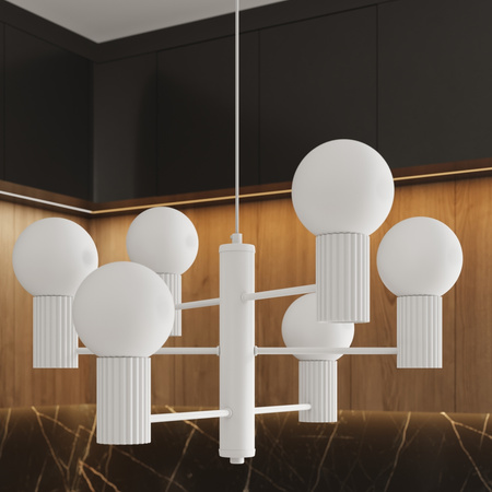 Kronleuchter Pendelleuchte 6x G9 Aluminium Weiß Halo French Sky SL.1829 Sollux