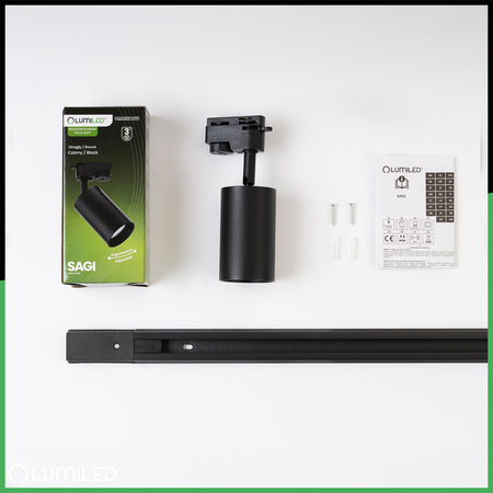 1m Stromschiene + 3x Schienenstrahler GU10 Schwarz SAGI LUMILED