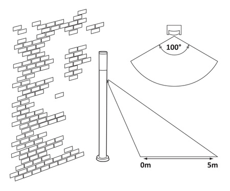 Außen-LED-Gartenlampe TORCH E27 IP44 Mast 45 cm mit Bewegungssensor Silber und Weiß RABALUX