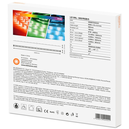 LED-Streifen 24V 67W 300LED RGB 10mm 5m Ledvance