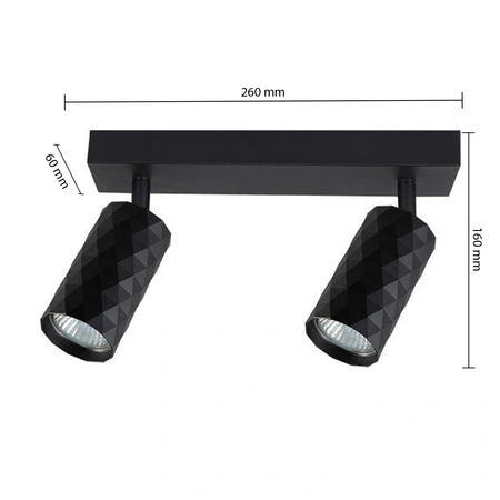 Spot Tuba Reflektor Halogen-Deckenleuchte 2x GU10 Moving Black Glamour Masterled