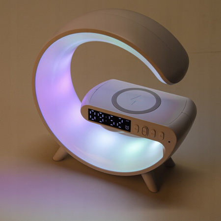 LED Tischlampe 3W 420lm RGB Wiederaufladbar Gaming Induktives Ladegerät Lautsprecher BlueTooth Ein/Aus Schalter Weiß Masterled