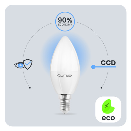 Lampen E14, Glühbirne B35 5W = 40W 470lm 3000K 180° warm LUMILED