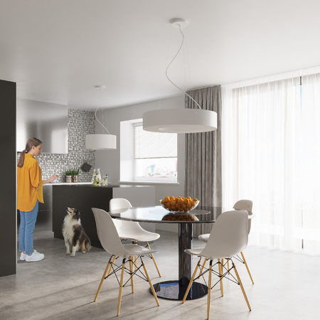 SATURNO SLIM LED-Pendelleuchte 6xE27 Kronleuchter 70cm Weiß SOLLUX