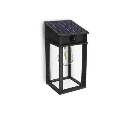 Gartenwandlampe Solar Outdoor Fassade LED 3.2W 470lm 4000K IP44 mit Bewegungs- und Dämmerungssensor Schwarz Geri Ultra Efficient Philips