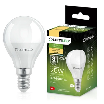 Lampen E14, Glühbirne P40 2.5W = 25W 249lm 3000K 180° warm LUMILED