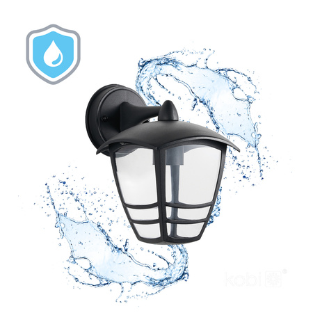 Außen E27 Außenwandleuchte IP54 Schwarz Tevio Kobi