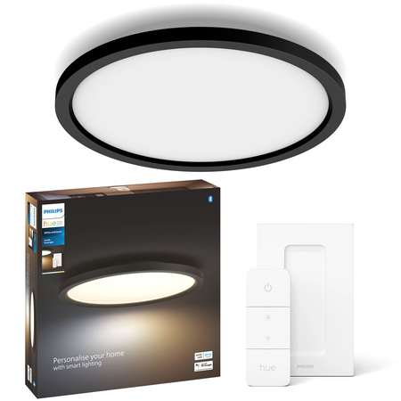 LED-Anbaupanel Aurelle Schwarz 21W CCT PHILIPS HUE Bluetooth + Dimmerschalter