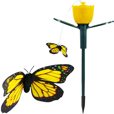 LED solarbetriebene Gartenlampe 6500K kalt TULIPAN YELLOW LED + FLYING MOTHYLE GOLDLUX (Polux)