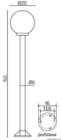Außenstehende Gartenleuchte POST Balls K 5002/1/K 250 E27 175cm Su-Ma