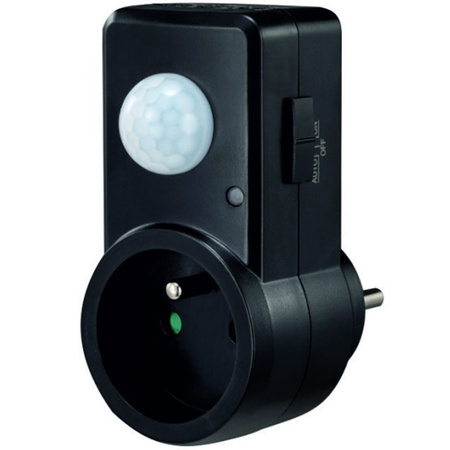 PIR-Bewegungs- und Dämmerungssensor für 120°-Steckdose 9 m Innenbereich Schwarz