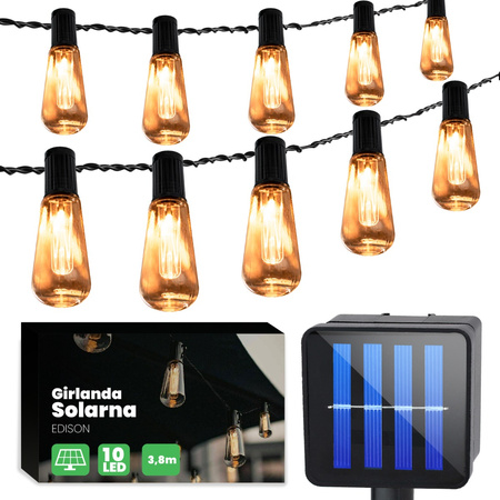 SOLARGARLAND, DEKORATIV für den Garten, 10 hängende transparente EDISON 3000K GOLDLUX