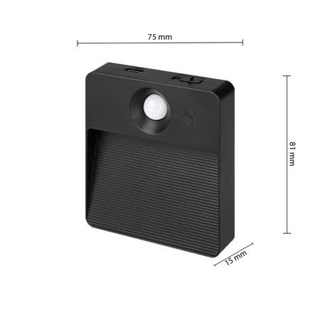 LED Wiederaufladbare Lampe 0.6W 85lm 3000/4000/6500K CCT 90° mit Bewegungssensor Dimmbar Poli Masterled Schwarz