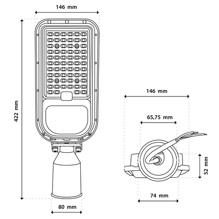 LED-Straßenlampe LUXOS2 Industrie-Straßenleuchte 50W 7000lm 4000K IP65 ALS LUMILED