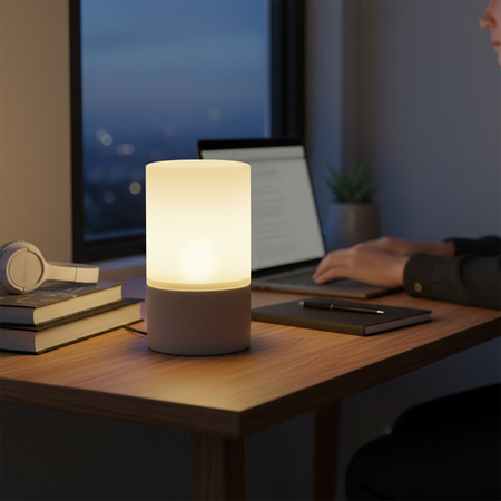 Batteriebetriebene Gartenlampe Laterne Deko KERZE LUKY Glas/Beton GOLDLUX (Polux)