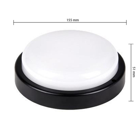 Plafond LED-Deckenleuchte 12W 1050lm 4000K Neutral 120° mit Bewegungssensor Schwarz IP54 Max Masterled