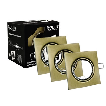 Set mit 3 x OPIN GOLDLUX (Polux) beweglicher Halogenlampe quadratisch Metall Patina MR16 GU10