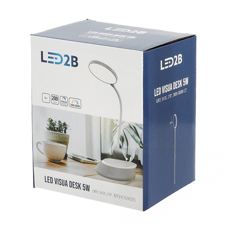 Schreibtischlampe LED 5W Kabellos Dimmbar CCT DIM Grau Kobi