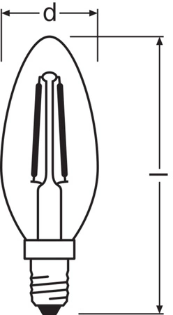 LED Lampen B35 E14 2.5W = 25W 250lm 2700K Warmweiß FILAMENT LEDVANCE