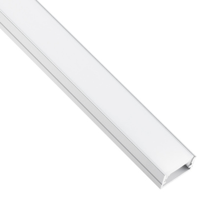 Eloxiertes Aluminiumprofil für LED KM35 Silber Aufbau 2m + undurchsichtige Abdeckung + Endkappen