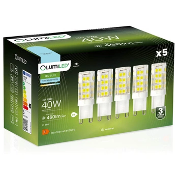 5x LED Kapseln G9, LED-Lampe 5W = 40W 460lm 360° 6000K kalt LUMILED